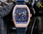 Replica Rose Gold Franck Muller V45 Revolution 3 Skeleton Watch With Diamonds for men 
